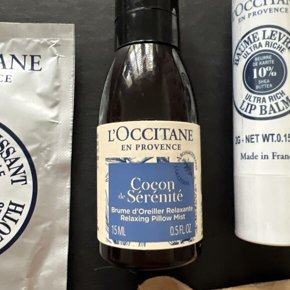 L'OCCTIANE LOT Lip Balm Pillow Spray Hand Cream Soap Cleansing Cloth TRAVEL SIZE - Picture 2 of 5